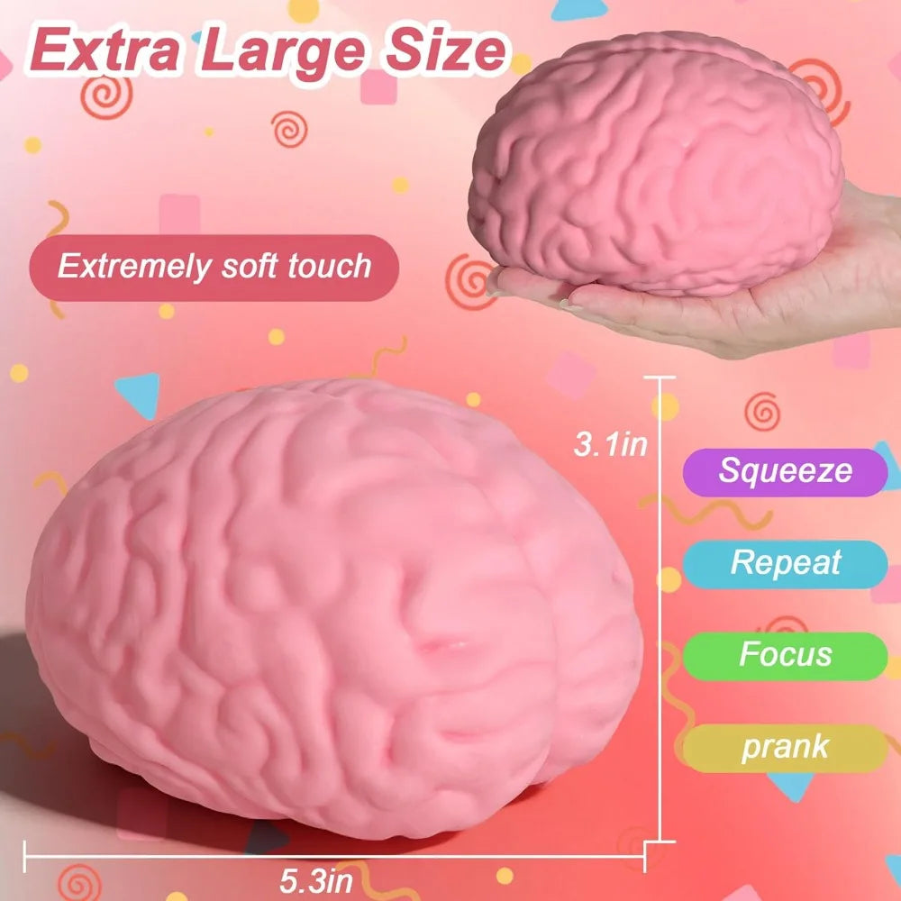 Giant Brain Squishy Toys Stress Relief Sensory Toys for Adults & Kids, Anxiety Relief Fidget Toys for Autism & ADHD Gag Gifts