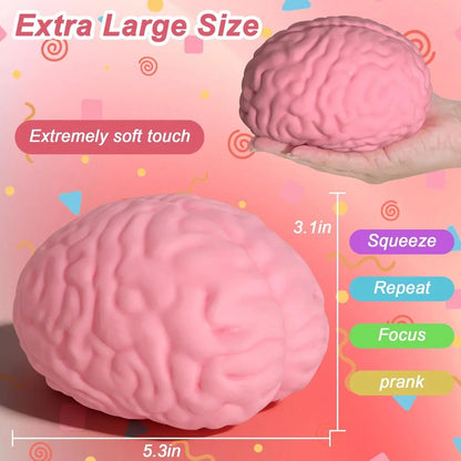 Giant Brain Squishy Toys Stress Relief Sensory Toys for Adults & Kids, Anxiety Relief Fidget Toys for Autism & ADHD Gag Gifts