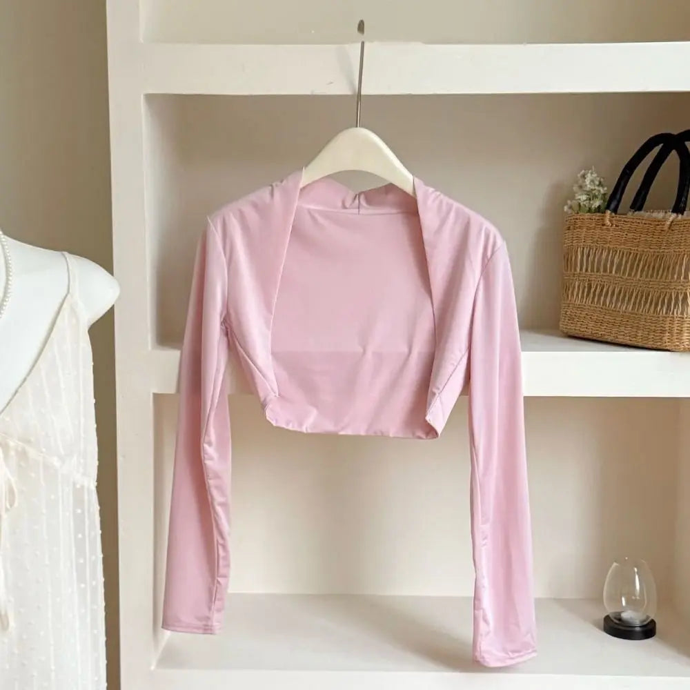 Ultra-thin Long Sleeve Crop Top Quick-Drying Anti UV Long Ice Silk Sleeves Solid Color UV Protection Sunscreen Arm Covers Girls