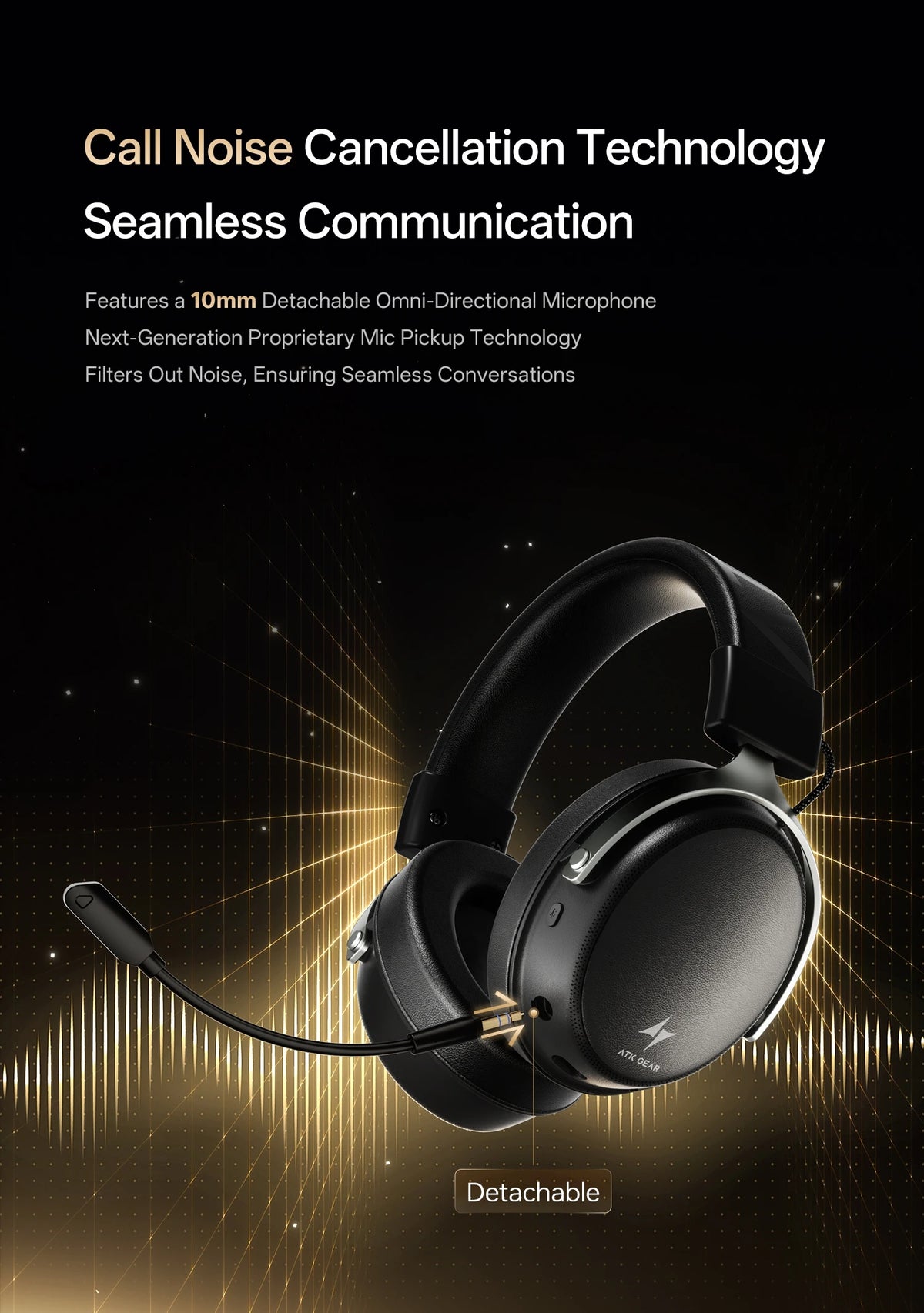 ATK N9 Ultra eSports Gaming Wireless Headset with Mic for PS5 PS4 PC Microphone Virtual 7.1 Surround Noise Reduction Headset