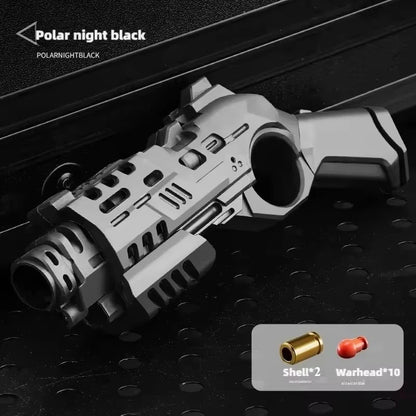 Shootable Toy Pistol with 1-Button Shell Ejection and Card Pushing Function, Black Technology Mini Handgun for Stress Relief
