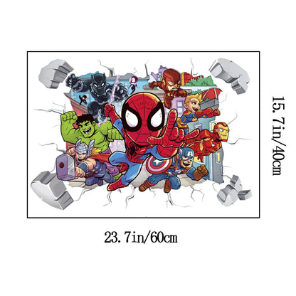 Cute mini Spiderman Super Heroes Wall Stickers For Kids Room Decoration Home Bedroom PVC Decor Cartoon Movie Mural Art Decals