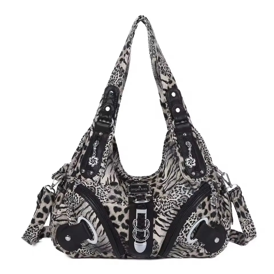 Versatile Women Handbags Leopard Shoulder Bag Top-handle Bag Fashion Satchel Dumpling Pack Shoulder Bag Large Tote Bag Purse