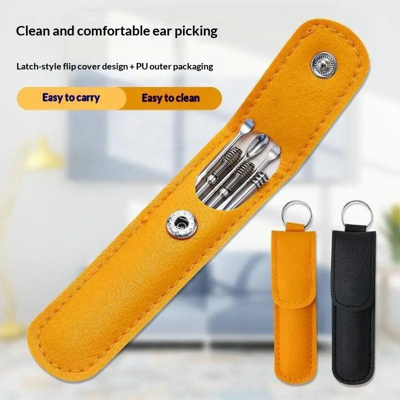 6Pcs Portable Stainless Steel Ear Spoon Cleaner Set Reusable Tools for Effective Earwax Removal