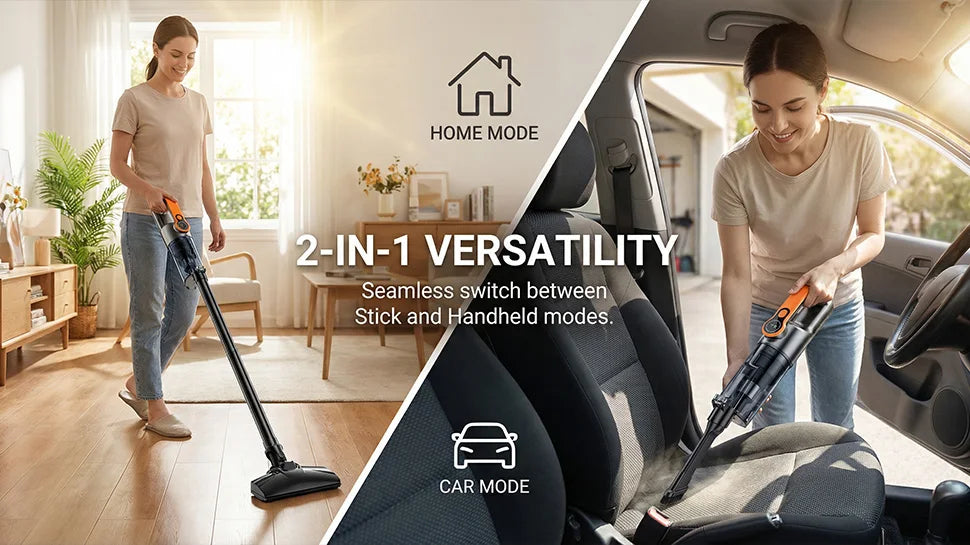 Multifunction Wireless Handheld Car Vacuum Cordless Handheld LED Lighting Chargeable Auto Vacuum for Home & Car Mini Cleaner