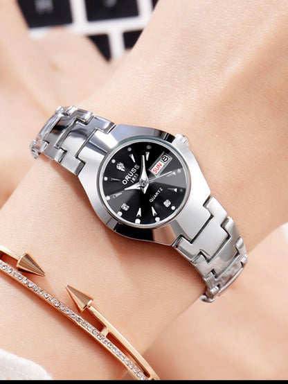 ORUSS Business Casual Womens Quartz Watches Luxury Fashion Wristwatch Stainless Steel Date Week 30M Waterproof Womens Wristwatch