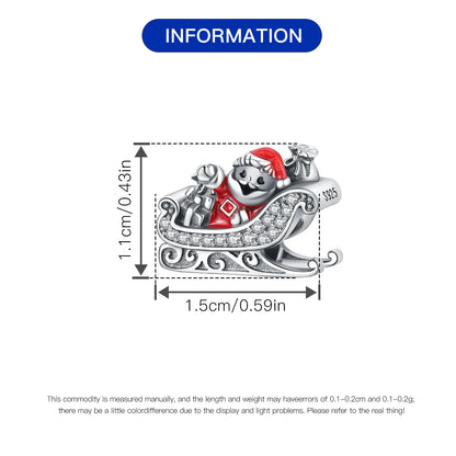 925 Sterling Silver Christmas Sleigh Santa Claus Pendant Holiday Party Charm Fit Original Charm Bracelets Women DIY Jewelry Gift