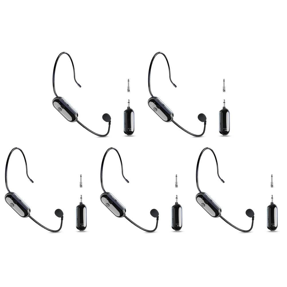 1-5PCS 2.4G 2 in 1 Head-mounted Wireless Lavalier Microphone Set Transmitter with Receiver for Amplifier Voice Speaker Teaching