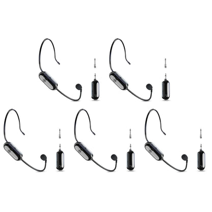 1-5PCS 2.4G 2 in 1 Head-mounted Wireless Lavalier Microphone Set Transmitter with Receiver for Amplifier Voice Speaker Teaching