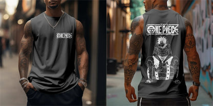One Piece Men's Tank Top Japanese Anime Spring/Summer Sports Fitness Trend Casual Sleeveless Top