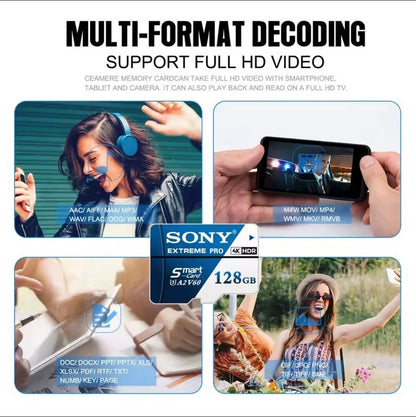 Original Sony Micro SD Card High Speed SD Memory Card 128GB U3 V60 TF Flash Cards For Phone Camera PC 1024GB 512GB 256GB 64GB