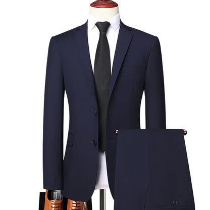 S-8XL (Blazer+Pants) Men's Fashion Business Casual Outdoor Gentleman Trend Single Breasted Wedding Slim-fit British Style Suit