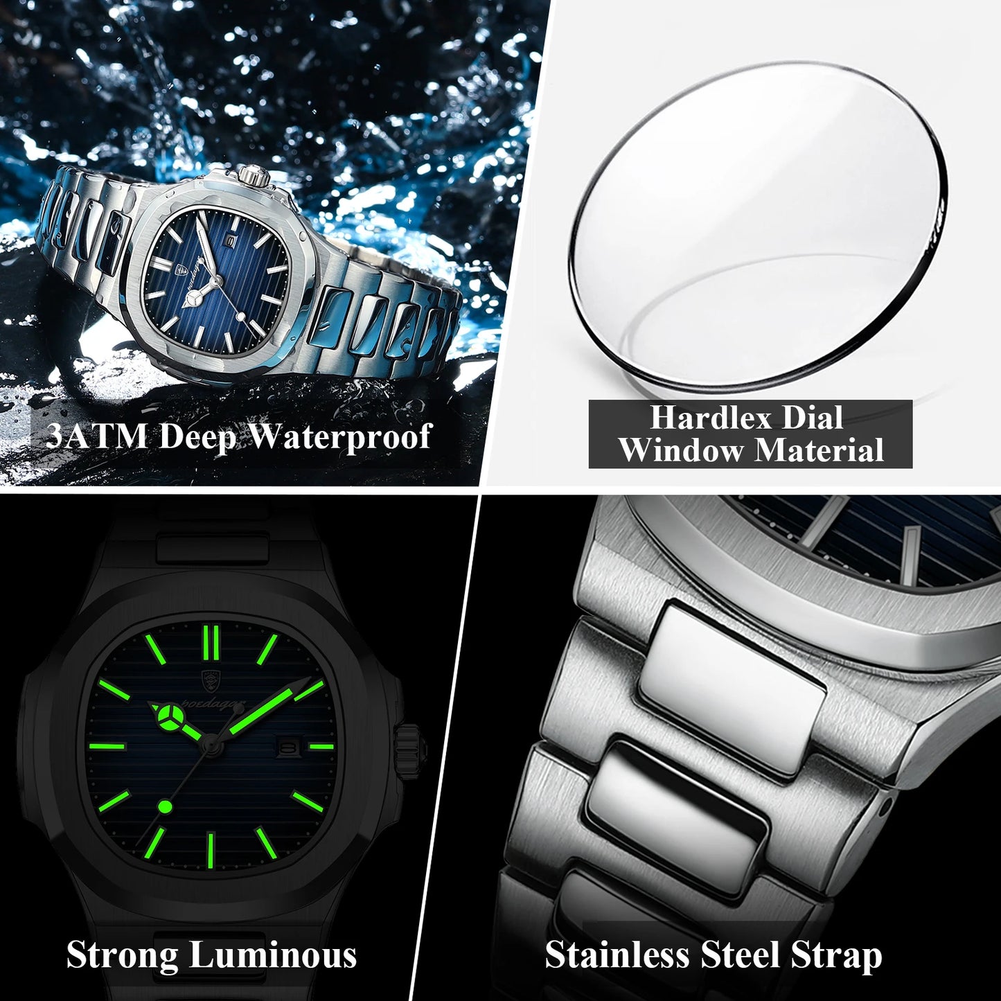 POEDAGAR Luxury Woman’s Quartz Watch Date Waterproof Luminous Ladies Wristwatch Stainless Steel Fashion Watches For Women casual