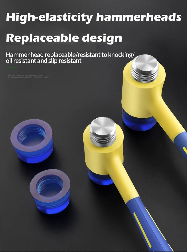 25-45mm Double-sided Rubber Mounting Hammer Detachable Hammerhead for Tile Flooring Door Window Crafts Jewelry Camping Hand Tool