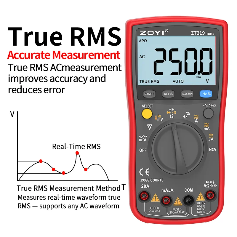 ZT219Digital Multimeter 19999 Counts True Rms Multimeters AC/DC Current Meter Voltimetro Profesional Voltage Tester f