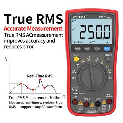 ZT219Digital Multimeter 19999 Counts True Rms Multimeters AC/DC Current Meter Voltimetro Profesional Voltage Tester f