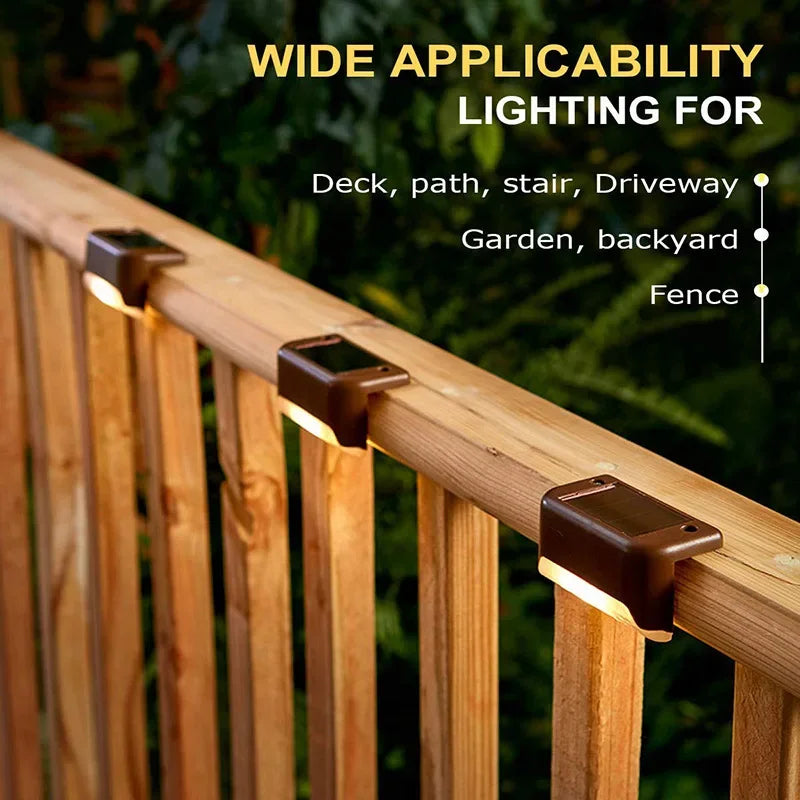 1~20PCs Solar Deck Lights Outdoor Waterproof LED Fence Lights Garden Step Lamp for Patio Stairs Railing Pathway Fences