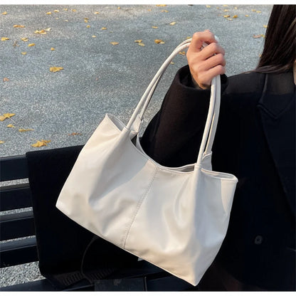 Fashion Women's Bag Large Capacity Tote Daily Commute Women's Shoulder Bag Black Soft PU Leather Handbag Shopping