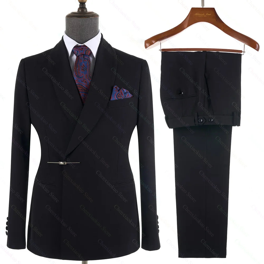 Elegant 2-Piece Men's Suit Slim Fit  Blazer And Pants Set for Wedding Groom Tuxedo Business Party