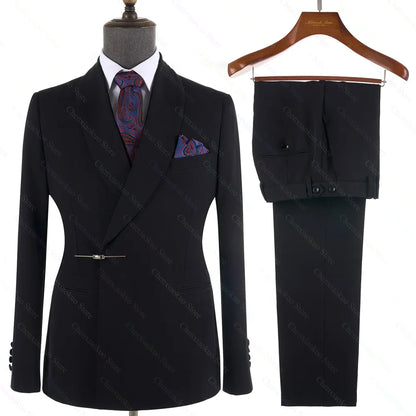 Elegant 2-Piece Men's Suit Slim Fit  Blazer And Pants Set for Wedding Groom Tuxedo Business Party
