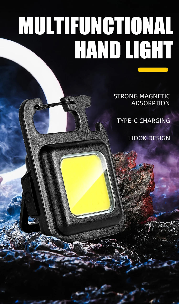 Convenient Carry-on Keychain Camping Light Multi-function COB Rechargeable Emergency Light Mini High Bright Camping Lights