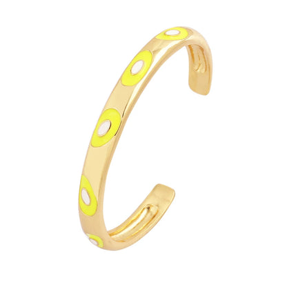 Fashionable Multicolor Gold Plated Gemstone Charm Bangle,Fine Colorful Enamel Open Adjustable Bracelet Jewelry Supply  Q35