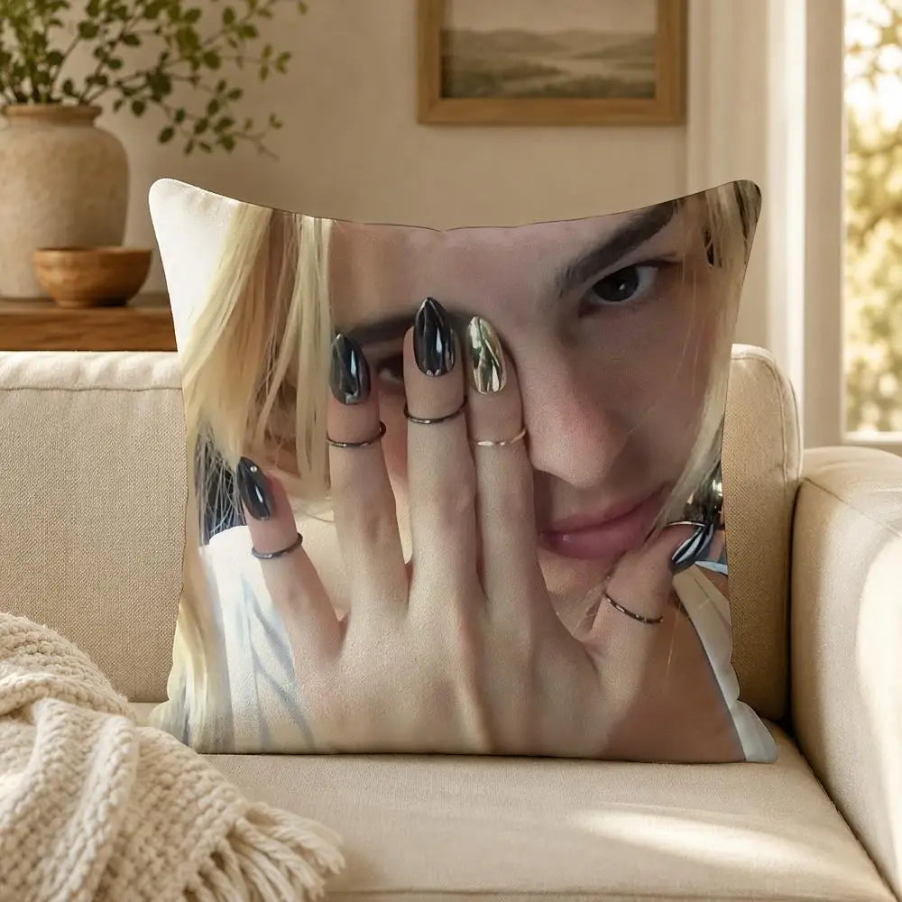 Person A-Addison R-Rae Funny Cushion Cover Soft Short Plush Decorative Pillow Cover for Sofa Bedroom Easy to Clean