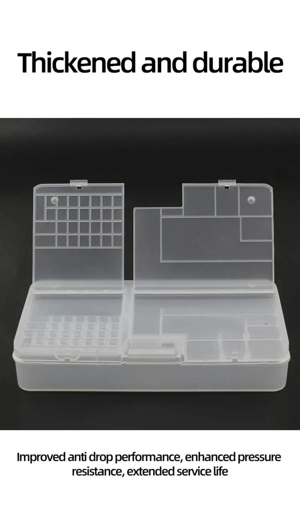Transparent Electronic Components Storage Box 2 Layer Tool Classification Grid Phone Repair Module Organizer Compartment