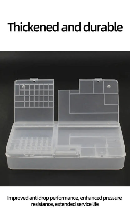 Transparent Electronic Components Storage Box 2 Layer Tool Classification Grid Phone Repair Module Organizer Compartment