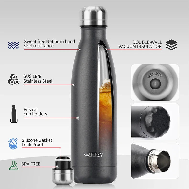 WATERSY 400ml Kids Thermos Bottle with Duck Bill Straw: 316 Stainless Steel Vacuum Insulated Tumbler for Children's Drinks