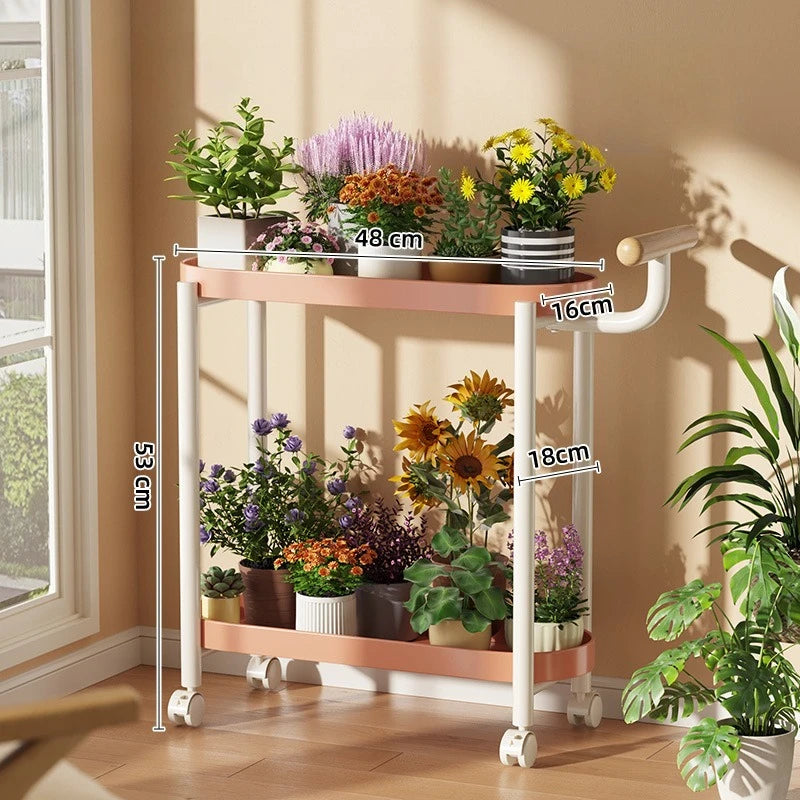 Indoor shelf Simple flower stand Universal wheel Balcony Living room storage rack Various colors Versatile flower stand Shelf