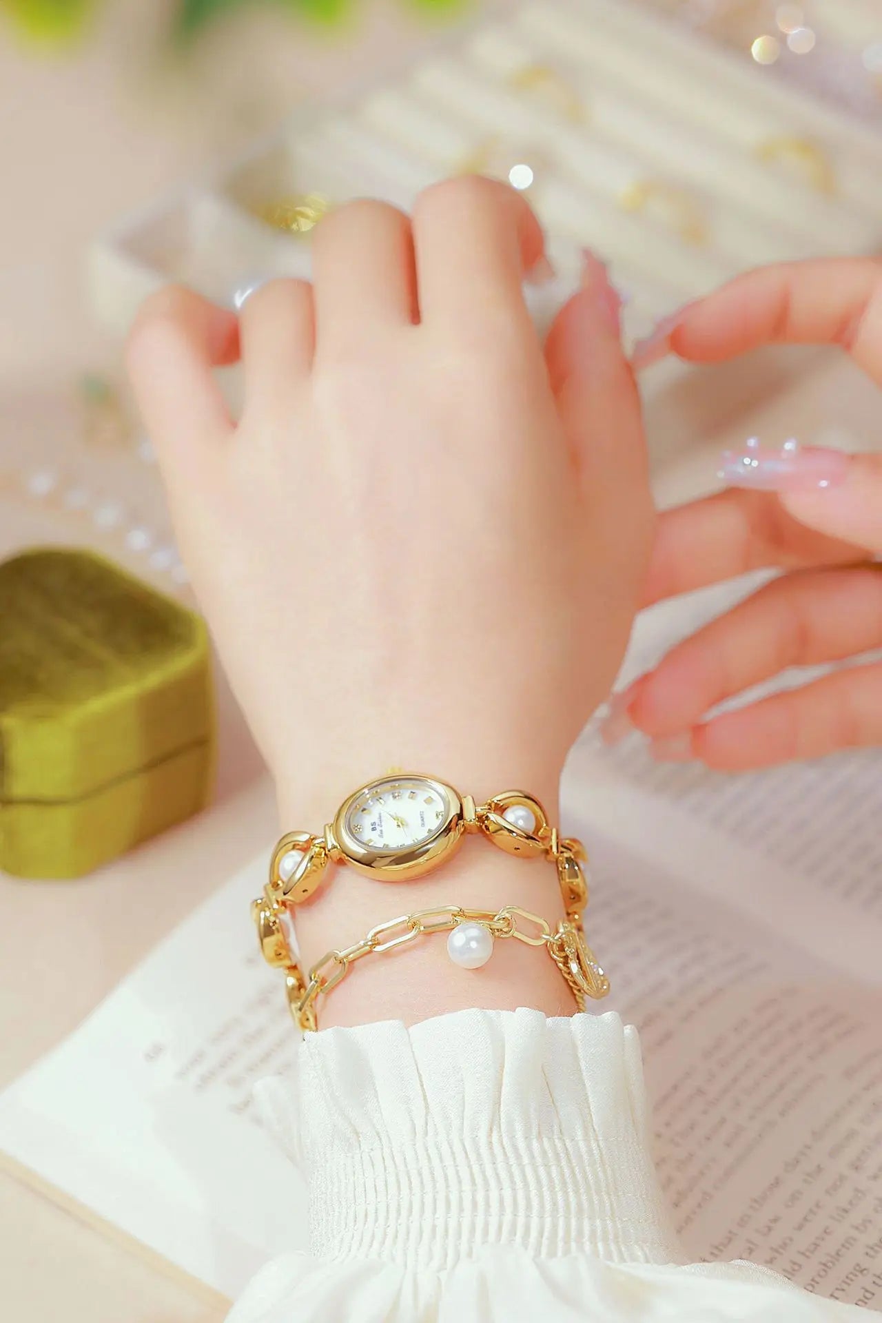 UTHAI Women's Watch Brand Japanese Style Light Luxury Simple Pearl Bracelet Jewelry Waterproof Female Fashion Clock Watches Gift