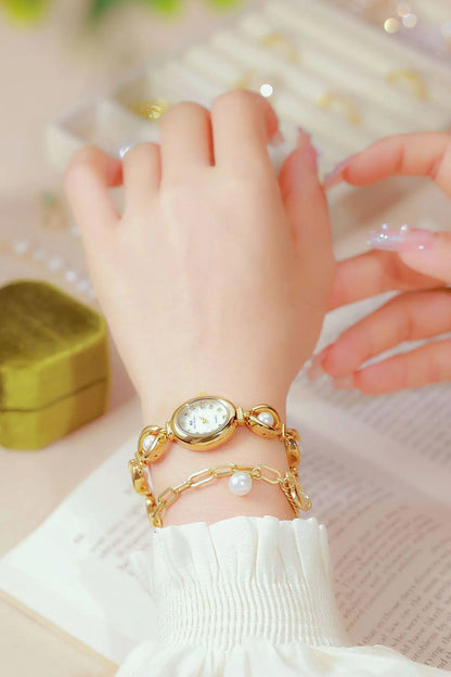 UTHAI Women's Watch Brand Japanese Style Light Luxury Simple Pearl Bracelet Jewelry Waterproof Female Fashion Clock Watches Gift