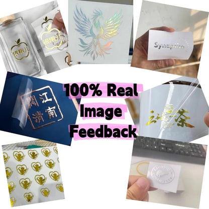 100PCS Stickers Custom Metal Gold Personalized Stickers Logo 3D UV DTF Customized Transfer Sticker Wedding Labels Waterproof