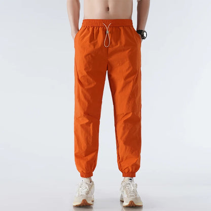 Men's Ice Silk Joggers Pants Fashion Jogger Pants Loose Straight Wide Leg Trousers Vintage Cargo Pants Man Solid Streetwear Men