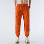 Men's Ice Silk Joggers Pants Fashion Jogger Pants Loose Straight Wide Leg Trousers Vintage Cargo Pants Man Solid Streetwear Men