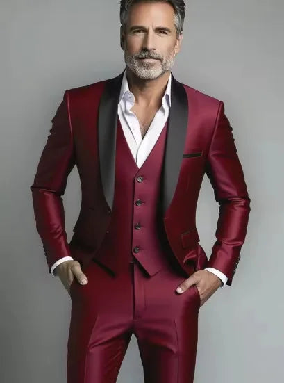 Black White Men Autumn Wedding Party Three Pieces Set Large Size Male Blazer Coat Pants and Vest Fashion Slim Fit Suit