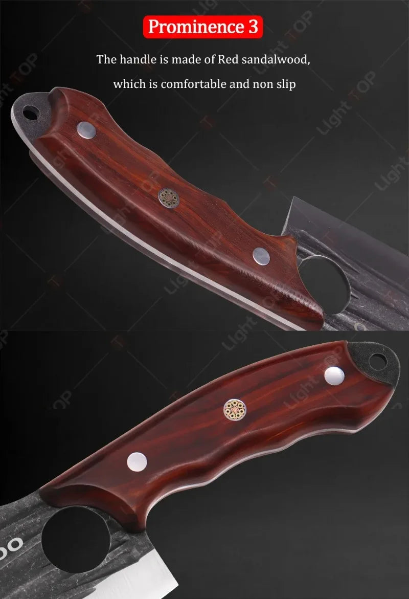 WXCOO Forged Butcher Knife Fish Boning Knife DIY Kitchen Stainless Steel Fruit Slicing Vegetable Chef Wooden Handle BBQ Cooking