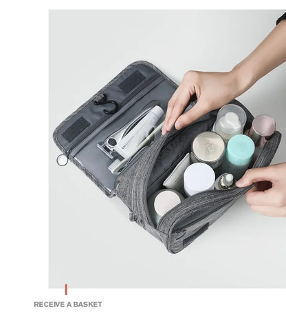 Hanging Toiletry Bag for Travel – Water-Resistant Oxford Wash Pouch, Folds Flat, Unisex Cosmetic Organizer