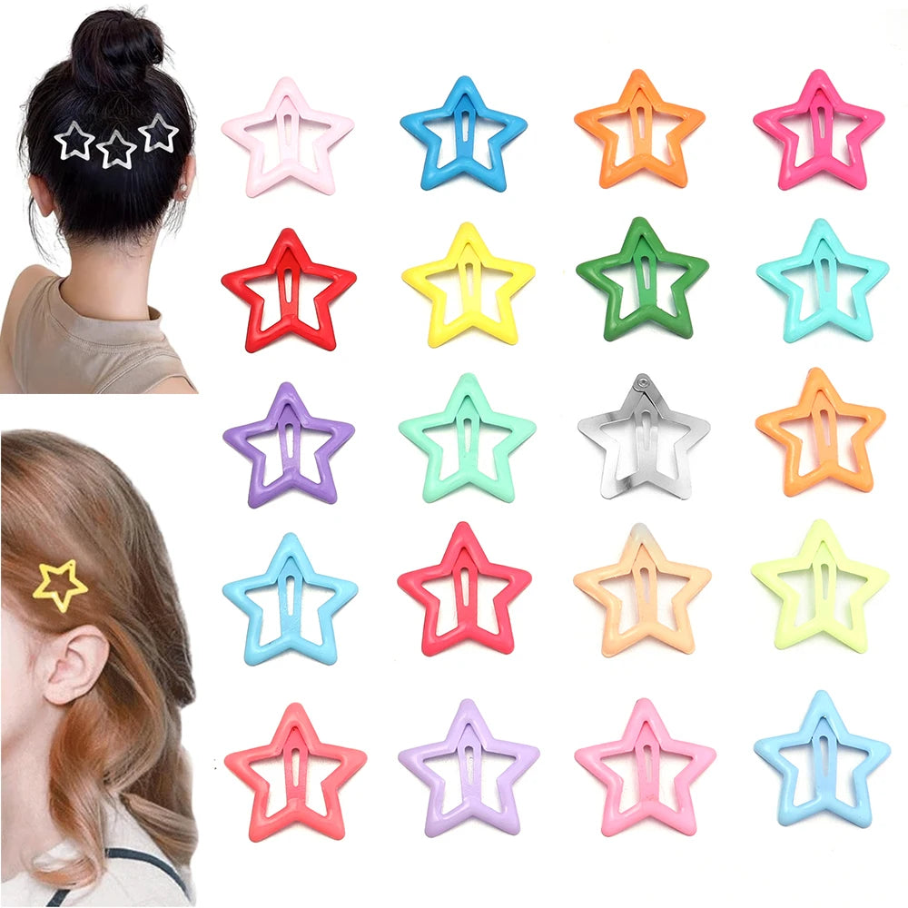 50pcs Colorful Star BB Hair Clips Girls Y2K Cute Star Barrettes Women Simple Metal Snap Clip Headdress Hair Jewelry Accessories