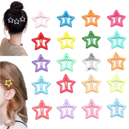 50pcs Colorful Star BB Hair Clips Girls Y2K Cute Star Barrettes Women Simple Metal Snap Clip Headdress Hair Jewelry Accessories