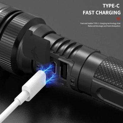 900000LM Powerful LED Flashlight Type-c Rechargeable Zoom Torch with Digital Display Handheld Flashlights for Camping Hiking