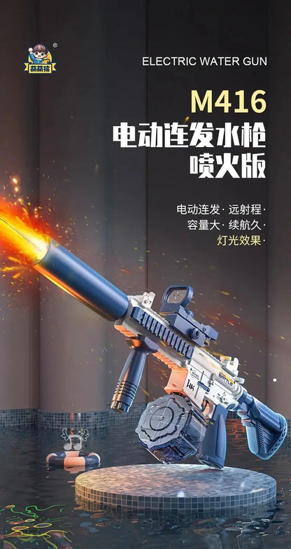 Water Gun Electric M416 Pistol Shooting Lighting Toy Gun Full Automatic Summer Pool Beach Toy For Kids Children Boys Girls Adult