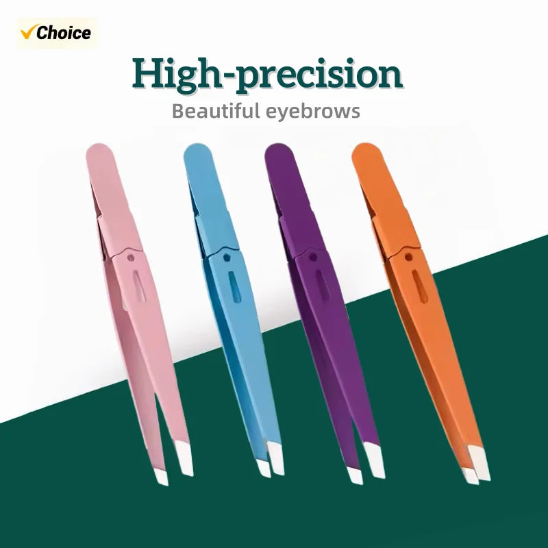 High-Quality Eyebrow Tweezer Colorful Hair Beauty Fine Hairs Puller Stainless Steel Slanted Eye Brow Clips Removal Makeup Tools
