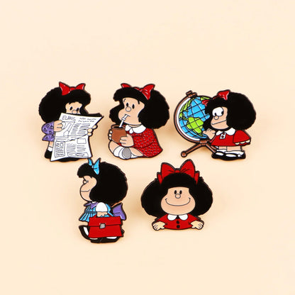 5pcs Cute Girl Enamel Pin Set Cartoon Badges on Backpack Women's Brooches Hat Lapel Pins Cosplay Accessories Toys Gifts