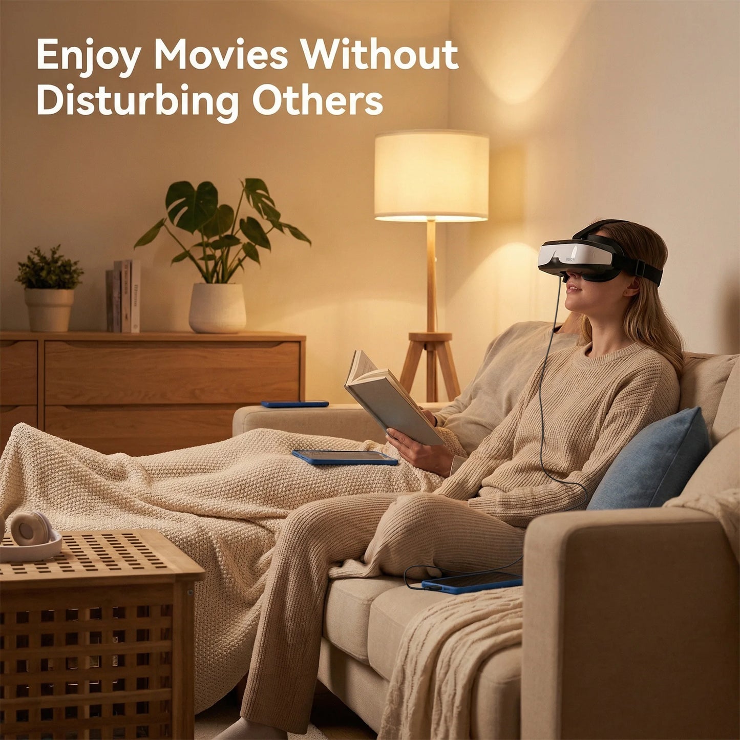 Portable Head Mounted Display HDMI Type-C, 300 Inch Virtual Screen Private Cinema Compatible with Switch Steam Deck PS5 PC