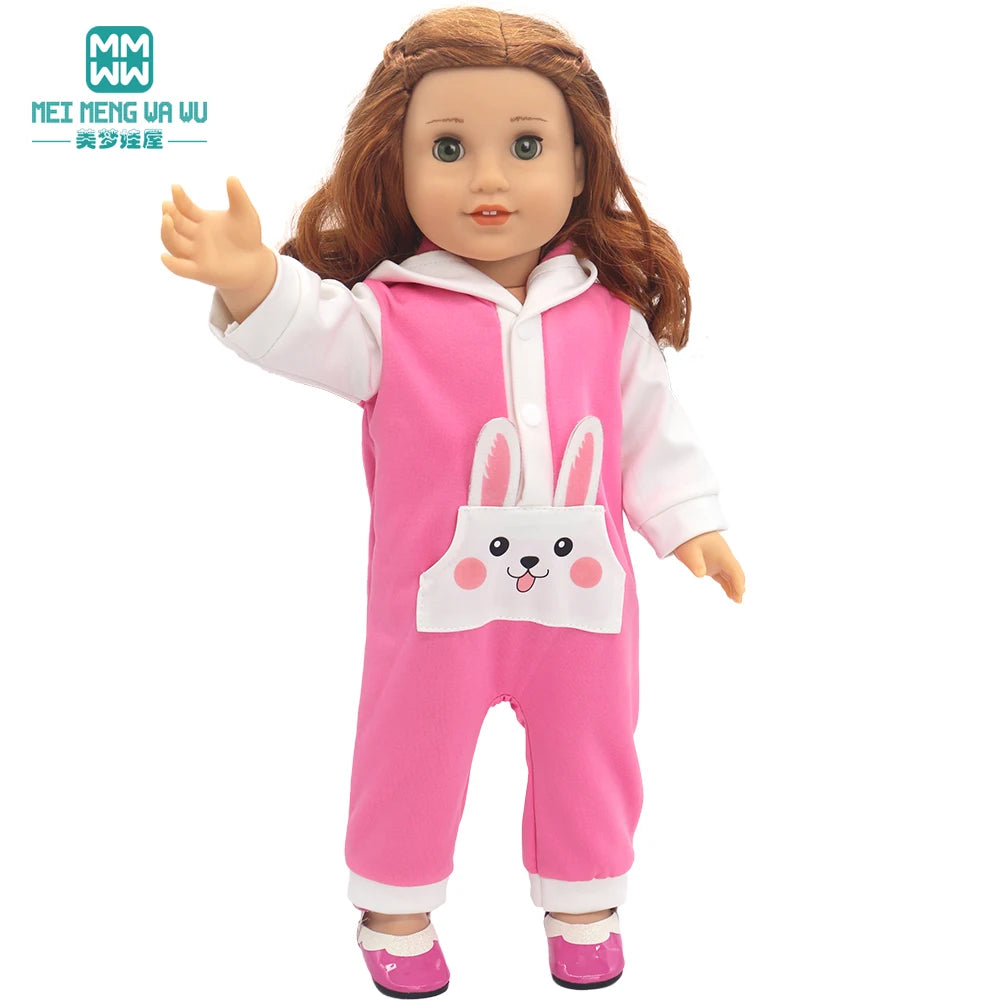 Fits 17-18inch American Doll and New Born Doll Clothes Fashion Dresses, Hooded Jumpsuit, Cardigan Strap Skirts Toys Gifts