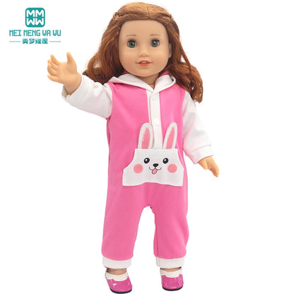 Fits 17-18inch American Doll and New Born Doll Clothes Fashion Dresses, Hooded Jumpsuit, Cardigan Strap Skirts Toys Gifts