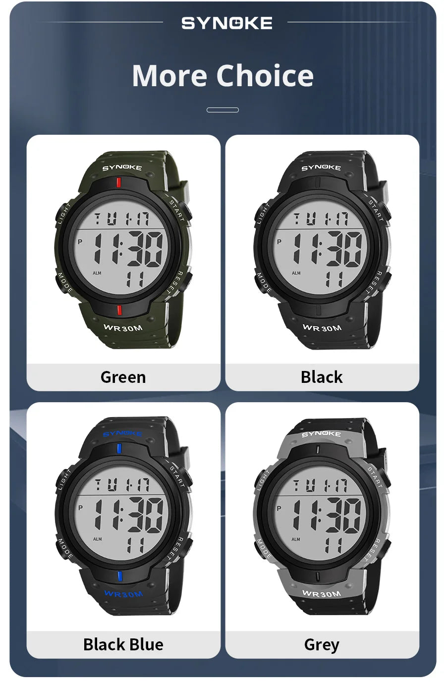 SYNOKE Outdoor Sport Watch 30M Waterproof Digital Men Fashion MultiFunction Waterproof Digital Watch Men