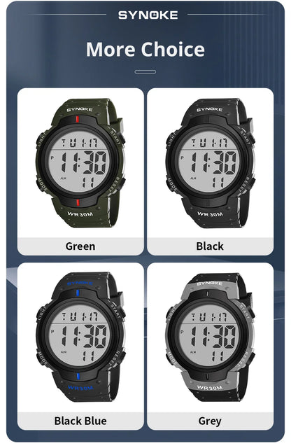 SYNOKE Outdoor Sport Watch 30M Waterproof Digital Men Fashion MultiFunction Waterproof Digital Watch Men